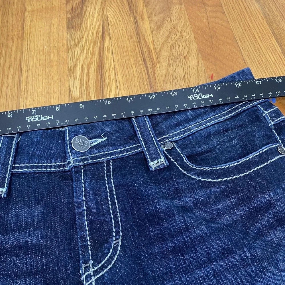 BKE Denim Harper Jeans Womens 30 Blue Dark‎ Wash Crop Contrast Stitch Stretch
